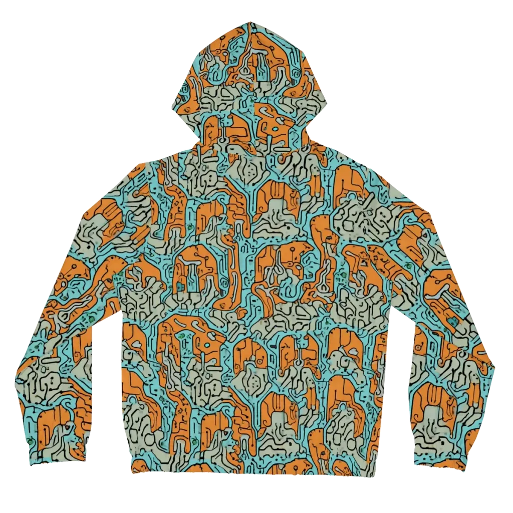 Tangerine Circuit on Women's Full-Zip Hoodie — Back