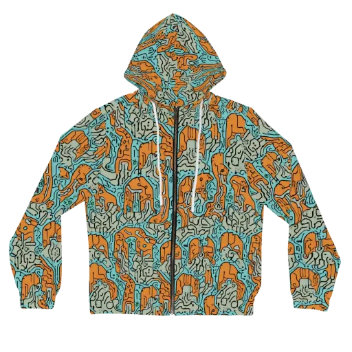 Tangerine Circuit on a Women's Full-Zip Hoodie