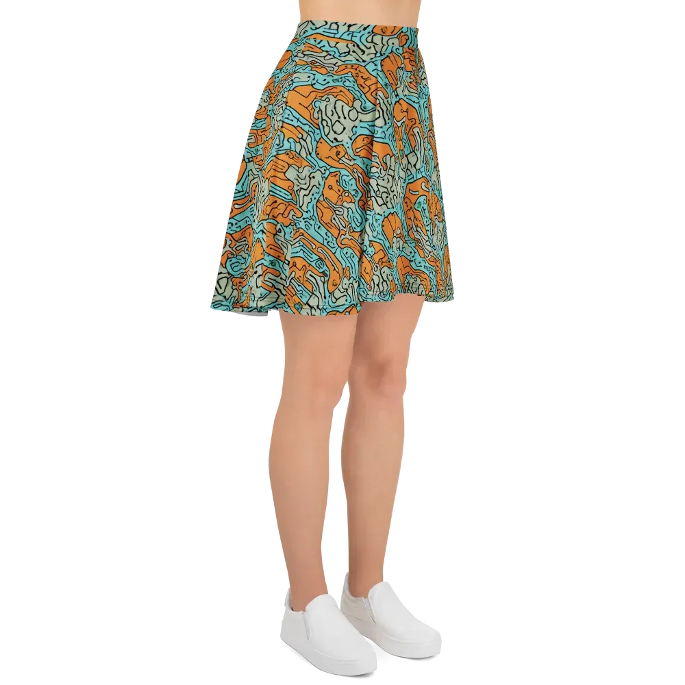 Tangerine Circuit on Skater Skirt — Right