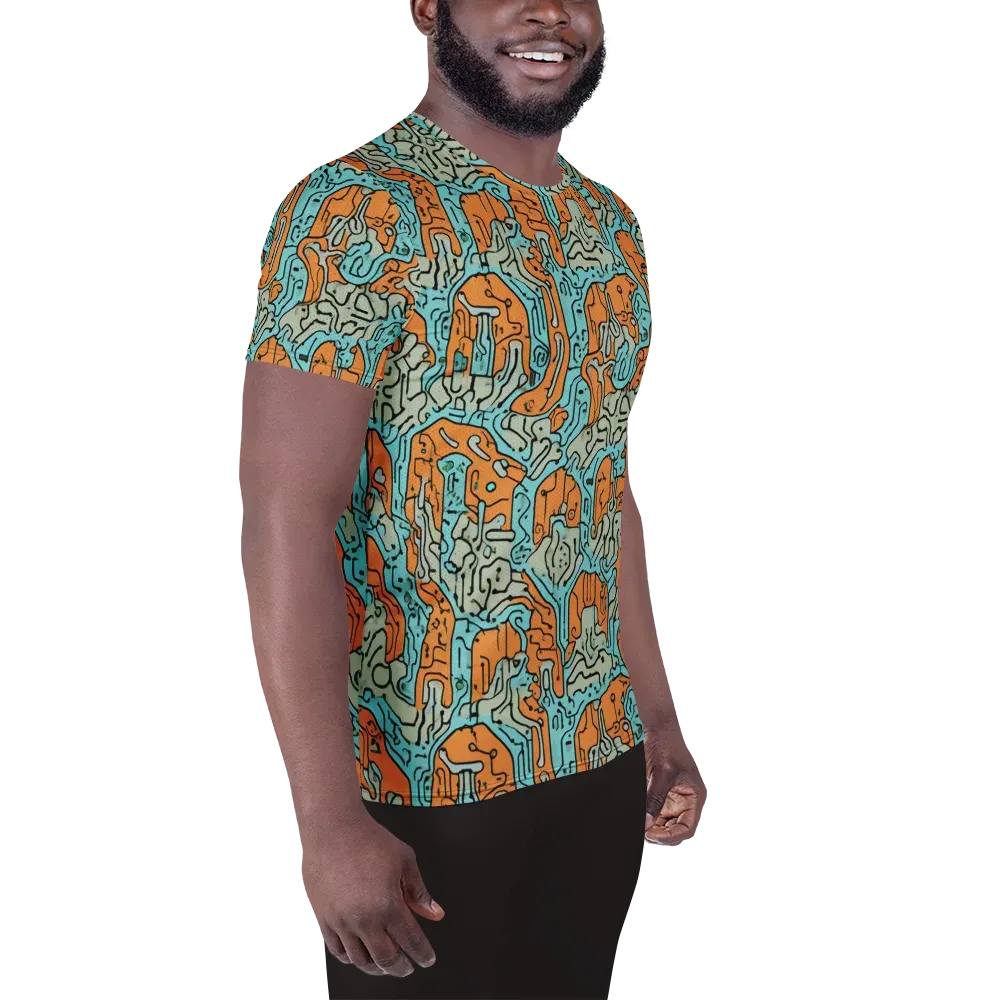 Tangerine Circuit on Men's Athletic T-Shirt — Right