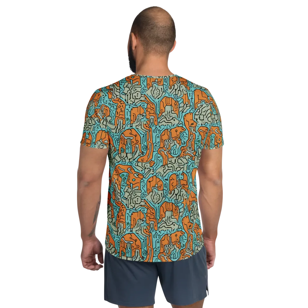 Tangerine Circuit on Men's Athletic T-Shirt — Back