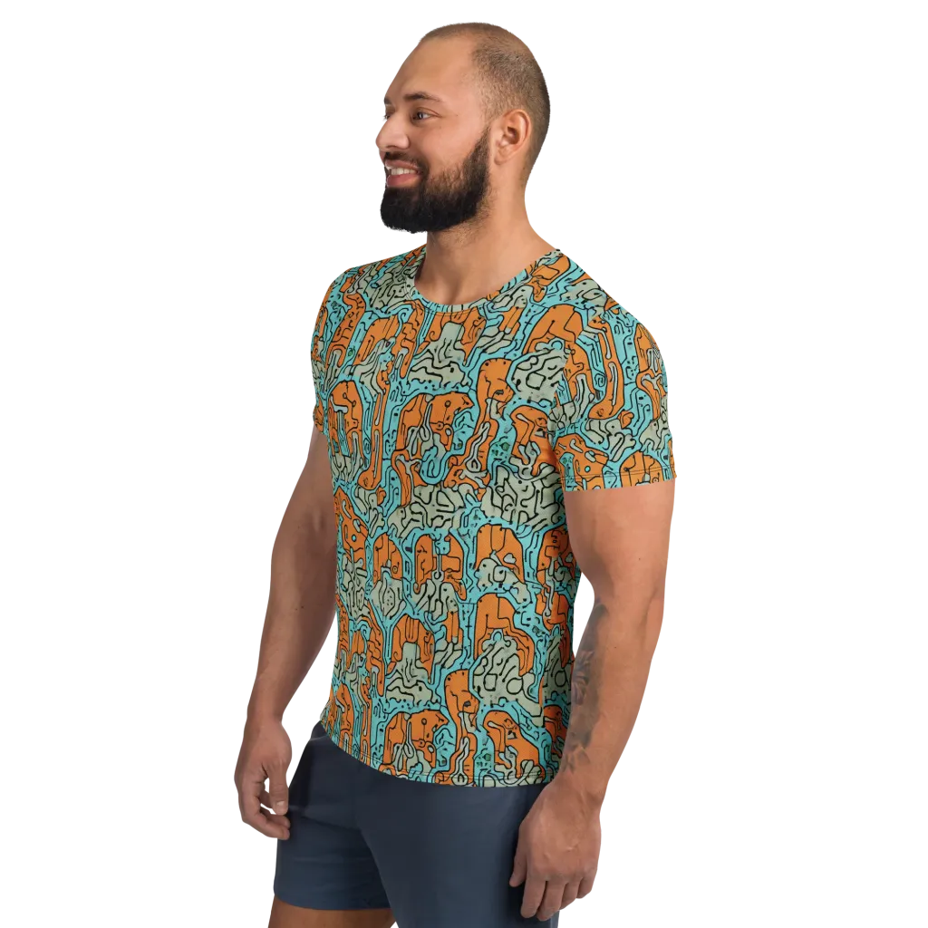 Tangerine Circuit on Men's Athletic T-Shirt — Left