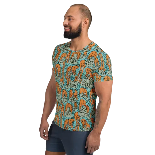 Tangerine Circuit on a Men's Athletic T-Shirt