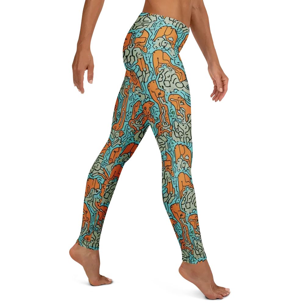 Tangerine Circuit on Leggings — Right