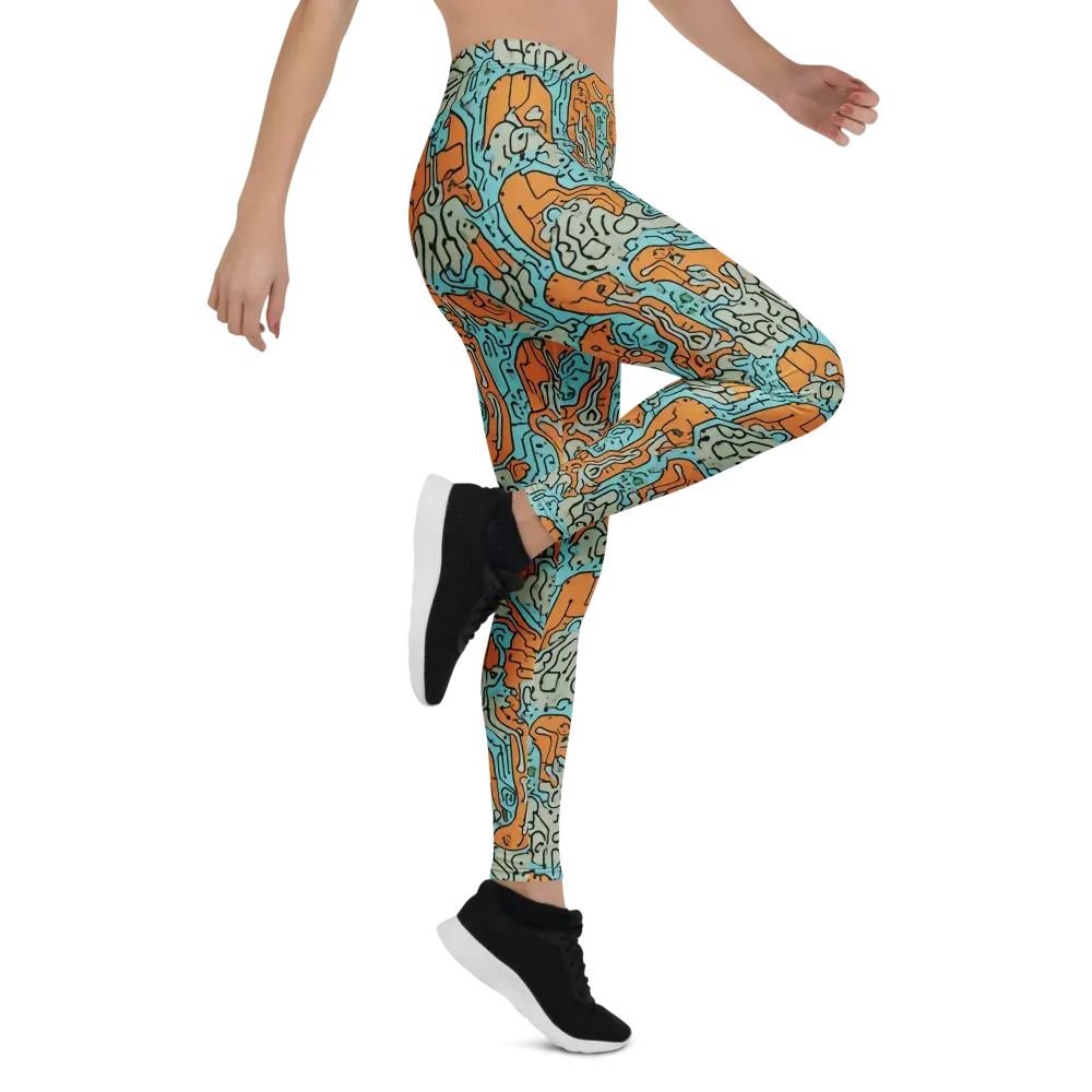 Tangerine Circuit on Leggings — Right