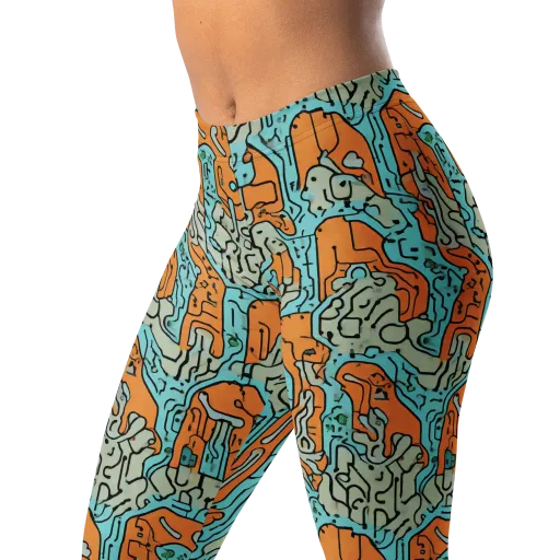 Tangerine Circuit on a Leggings