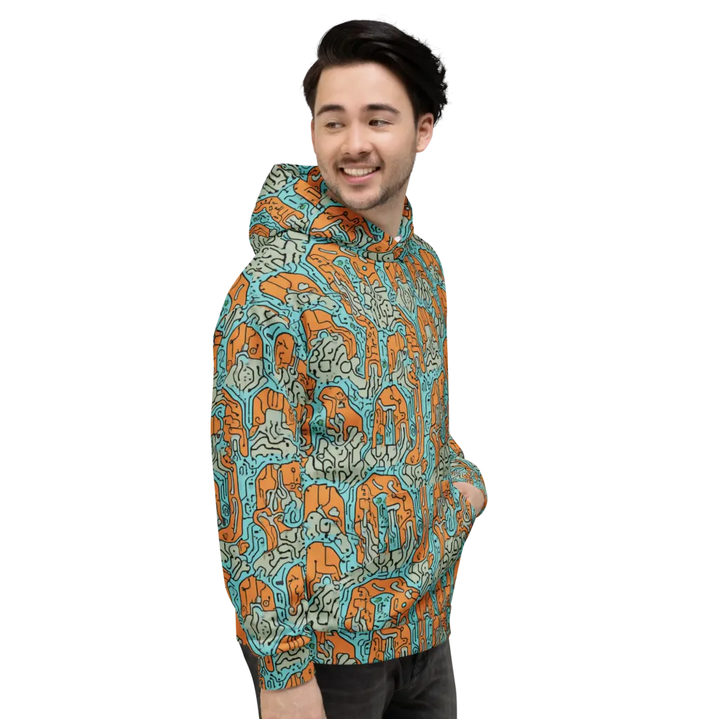 Tangerine Circuit on Hoodie — Right