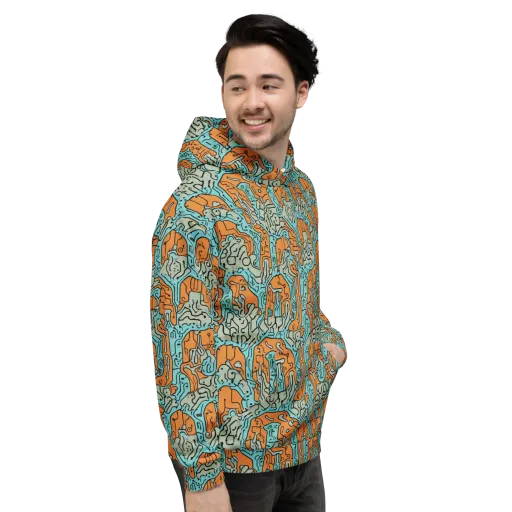 Tangerine Circuit on a Hoodie