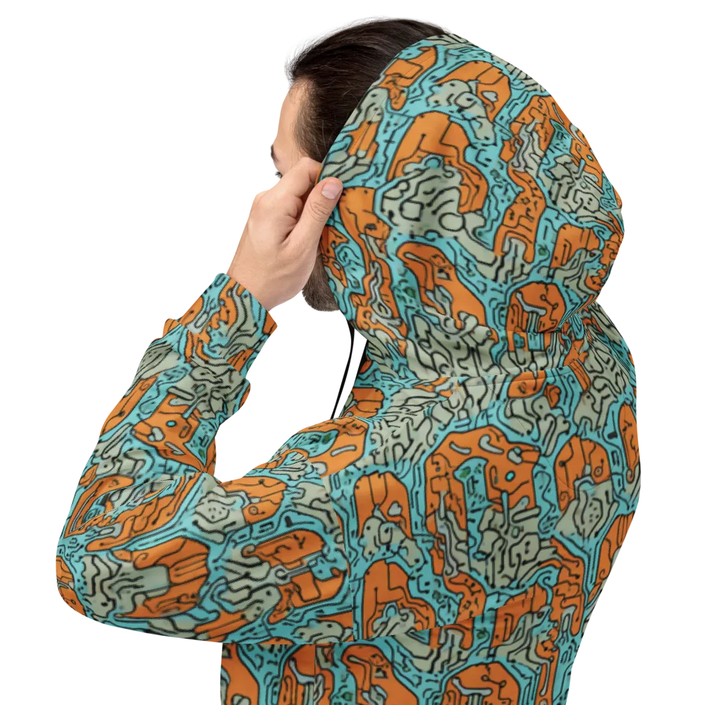 Tangerine Circuit on Hoodie — Back