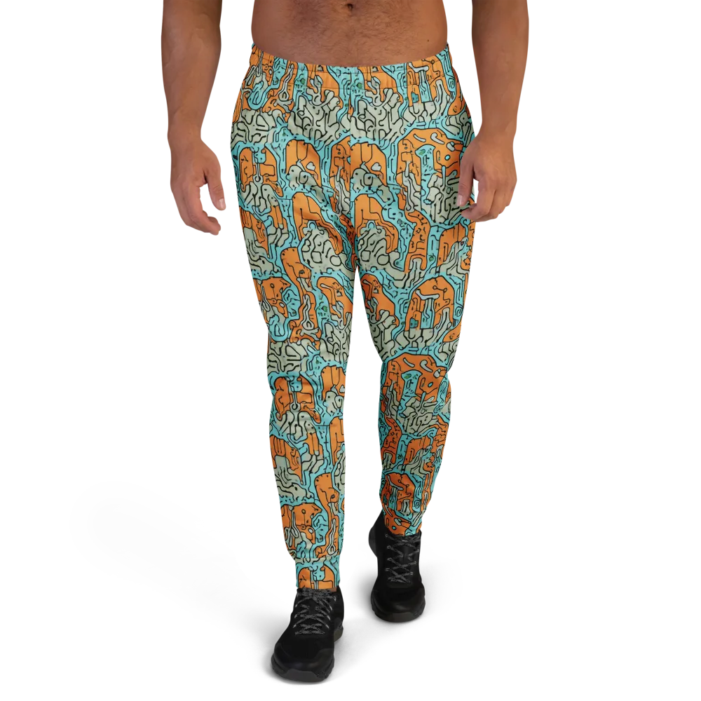 Tangerine Circuit on Men's Joggers — Front