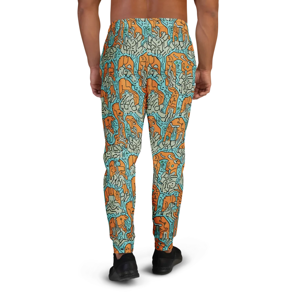 Tangerine Circuit on Men's Joggers — Back