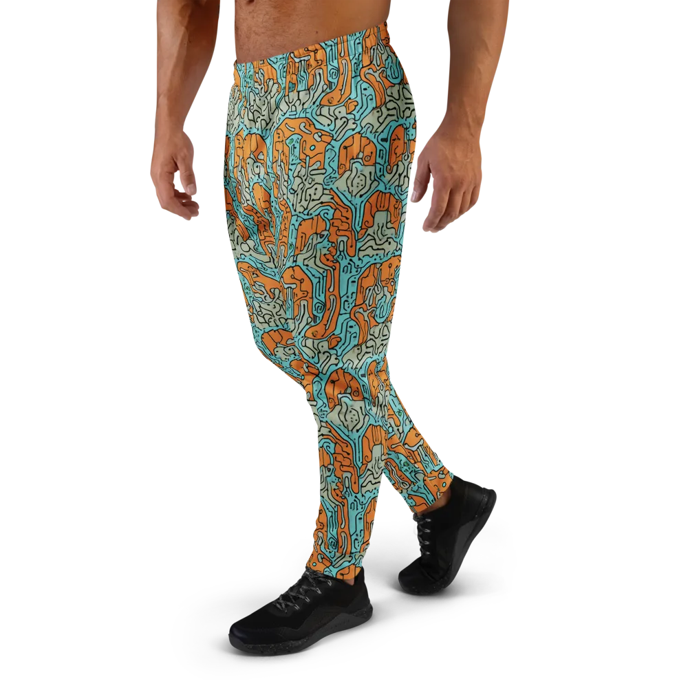 Tangerine Circuit on Men's Joggers — Left