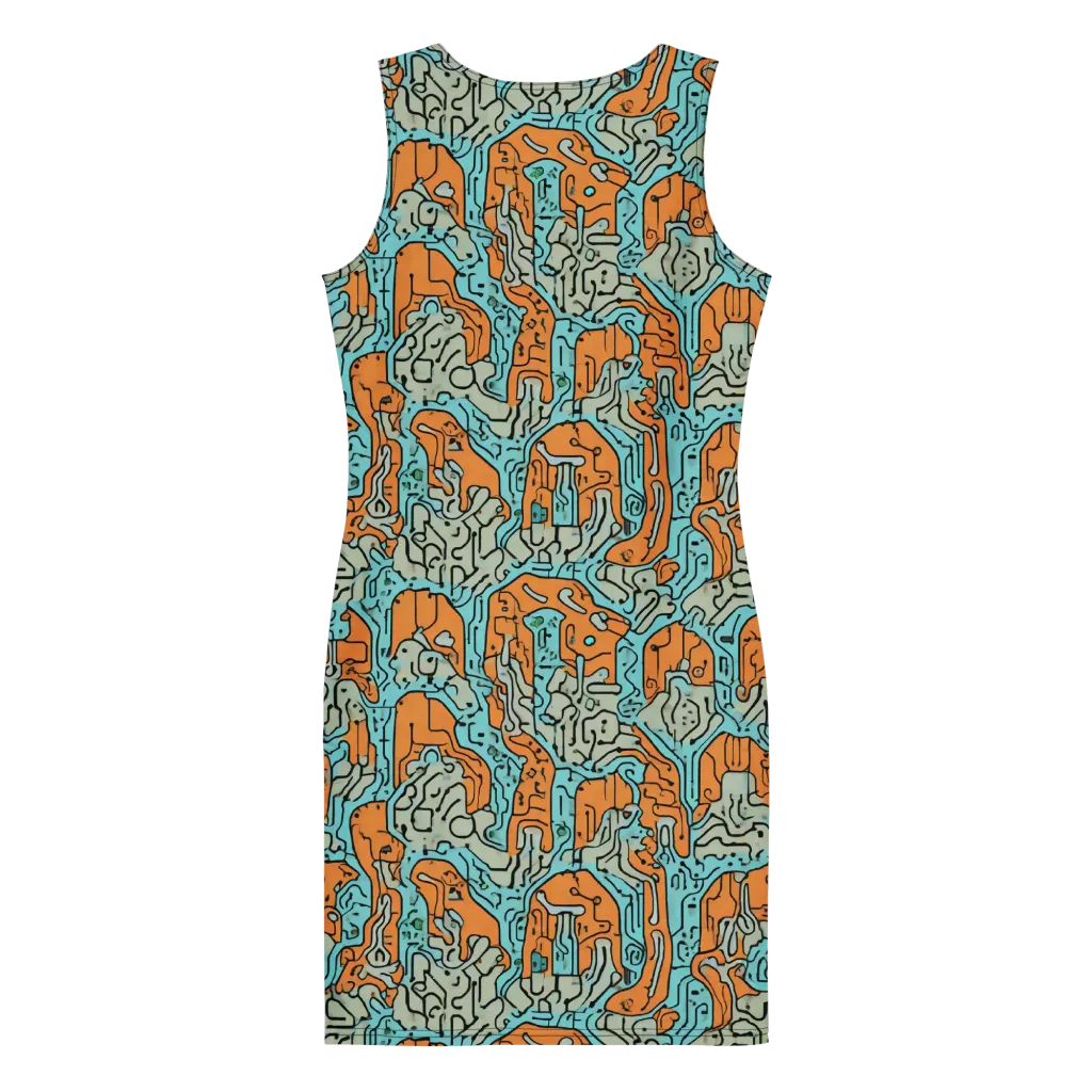 Tangerine Circuit on Bodycon Dress — Back
