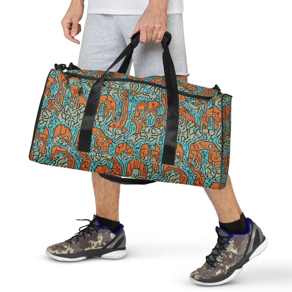 Tangerine Circuit on Duffle Bag — Front