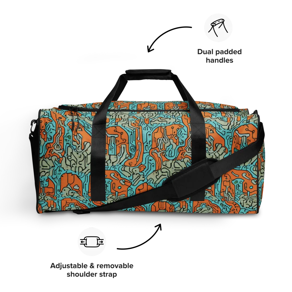 Tangerine Circuit on Duffle Bag — Front