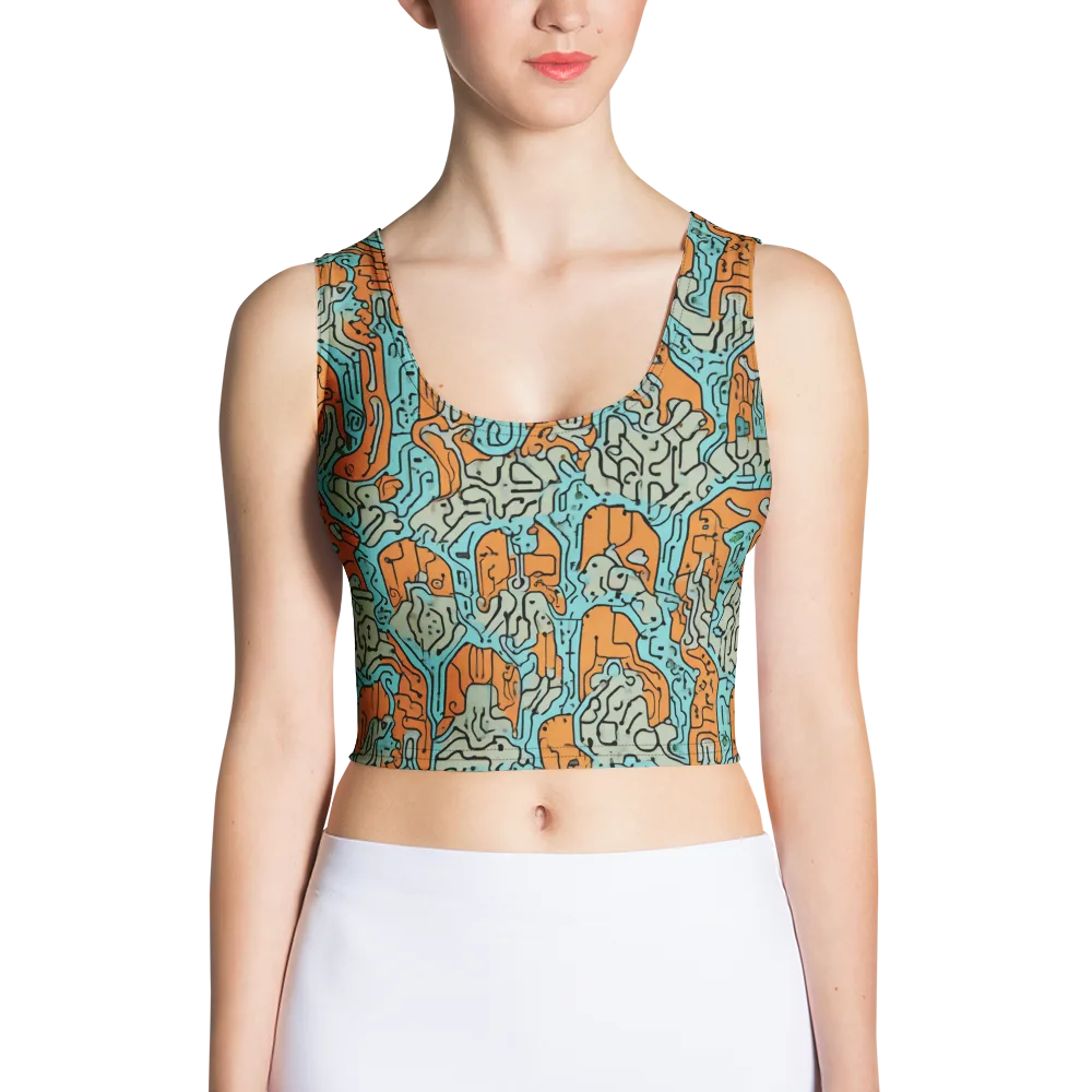 Tangerine Circuit on Crop Top — Front