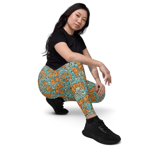 Tangerine Circuit on a Leggings with Pockets