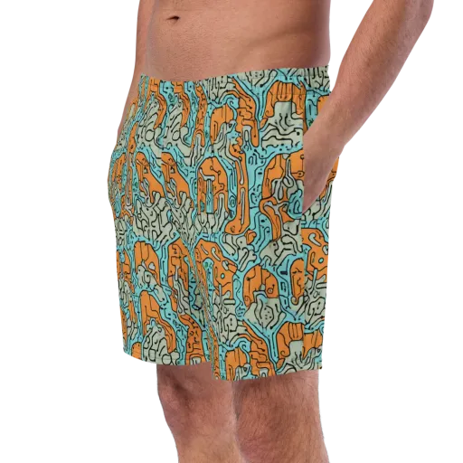 Tangerine Circuit on a Swim Trunks