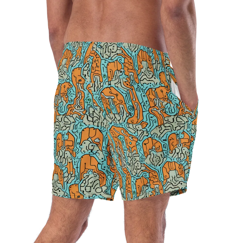 Tangerine Circuit on Swim Trunks — Right Back