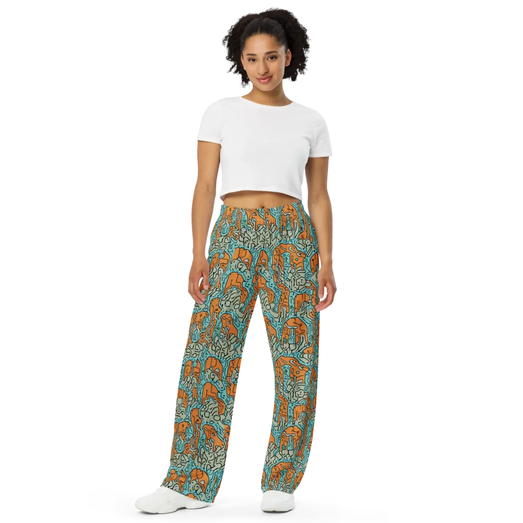 Tangerine Circuit on Wide-Leg Pants — Front