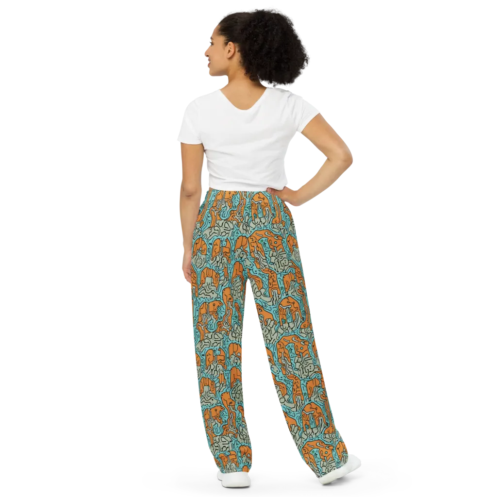 Tangerine Circuit on Wide-Leg Pants — Back
