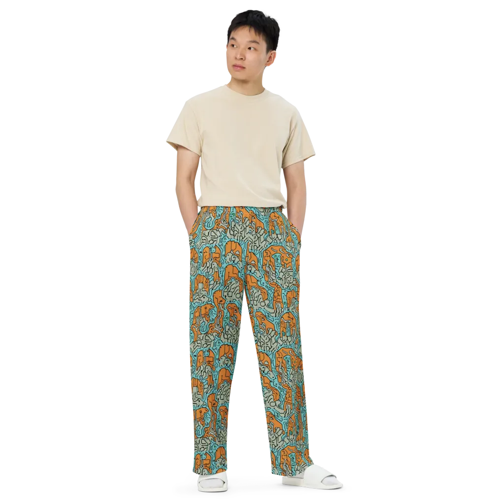 Tangerine Circuit on Wide-Leg Pants — Front