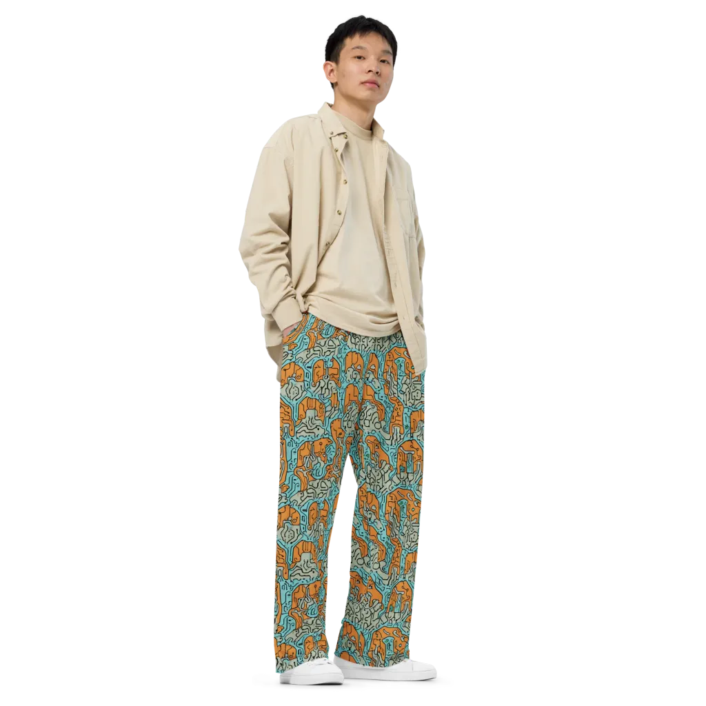 Tangerine Circuit on Wide-Leg Pants — Right Front