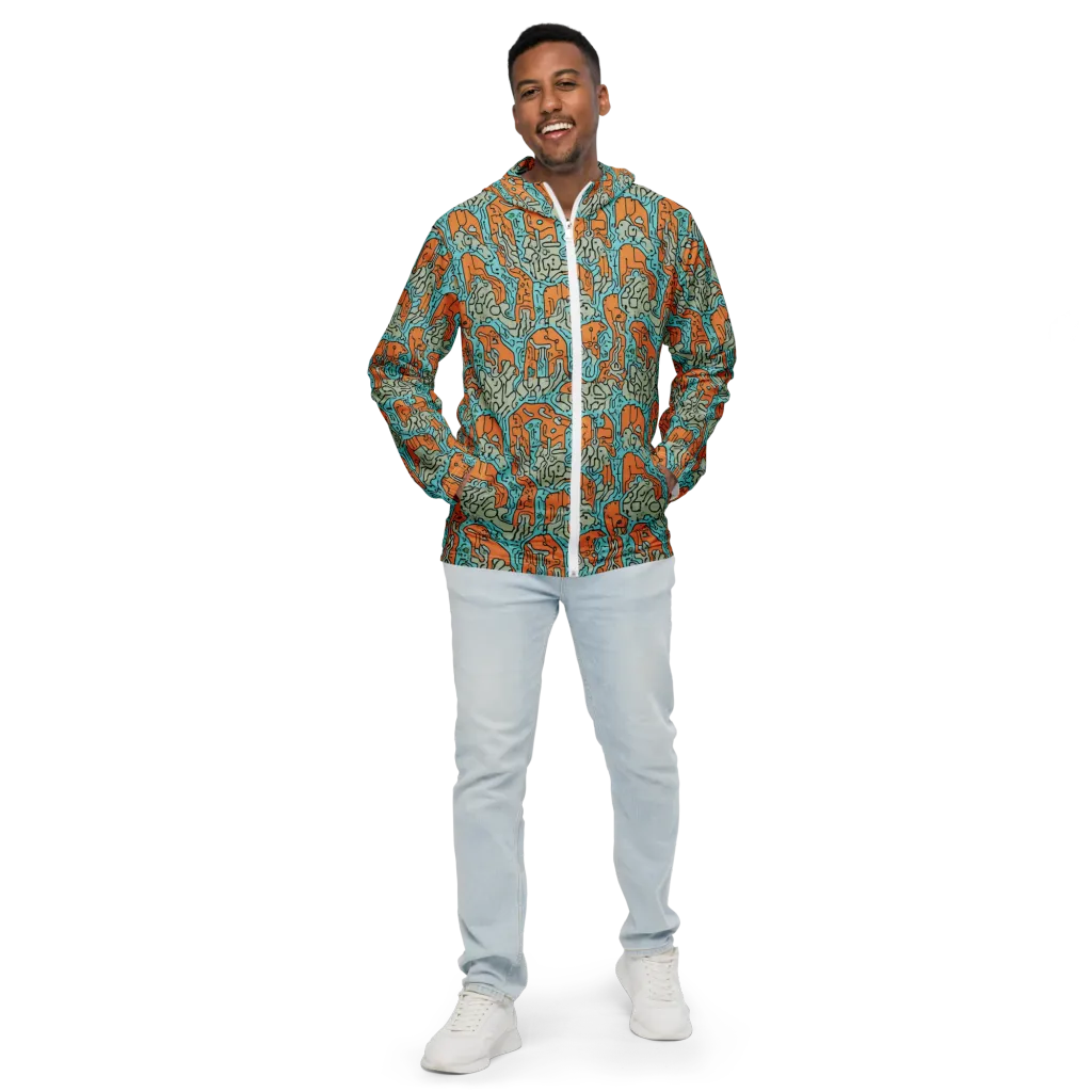 Tangerine Circuit on Men's Windbreaker — Front