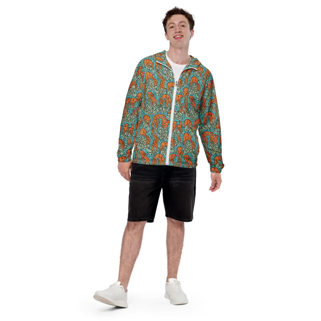 Tangerine Circuit on Men's Windbreaker — Front