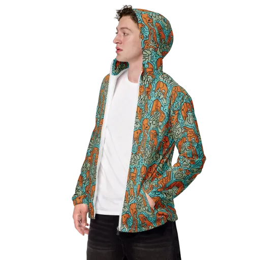 Tangerine Circuit on a Men's Windbreaker