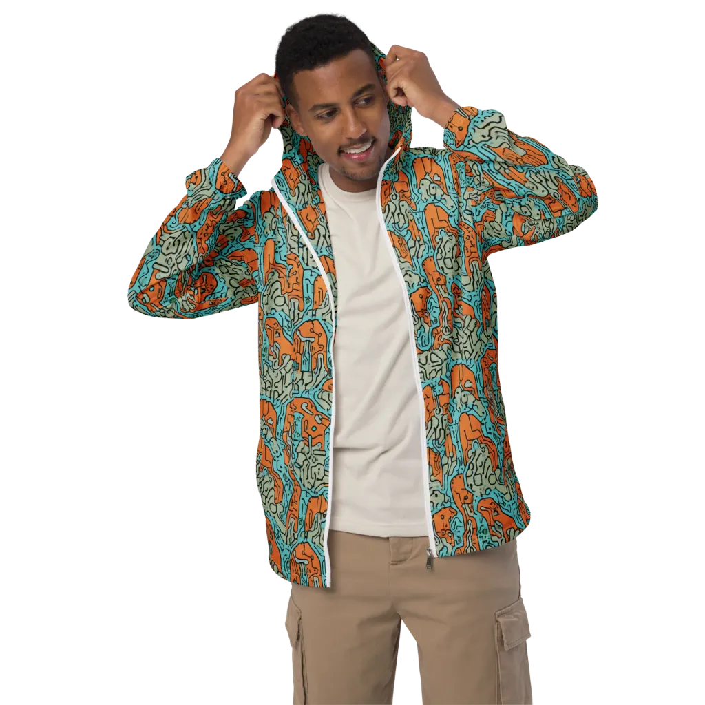 Tangerine Circuit on Men's Windbreaker — Front