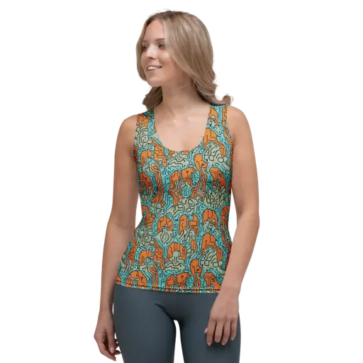 Tangerine Circuit on a Women's Tank Top