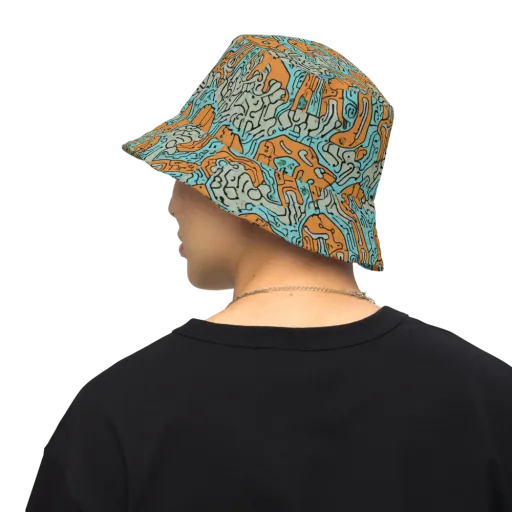 Tangerine Circuit on a Reversible Bucket Hat