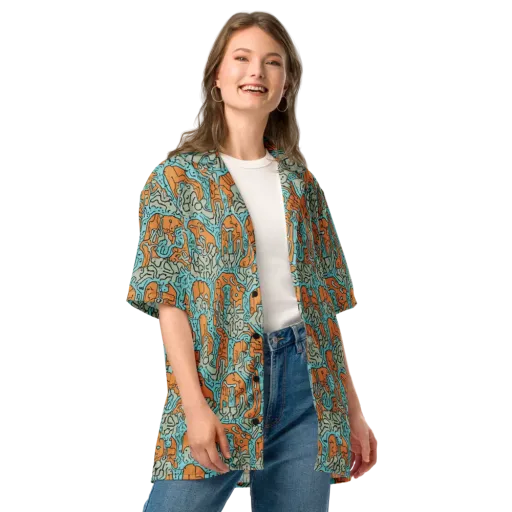 Tangerine Circuit on a Button Shirt