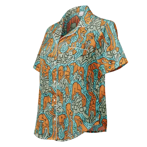 Tangerine Circuit on a Women's Short Sleeve Pajama Top