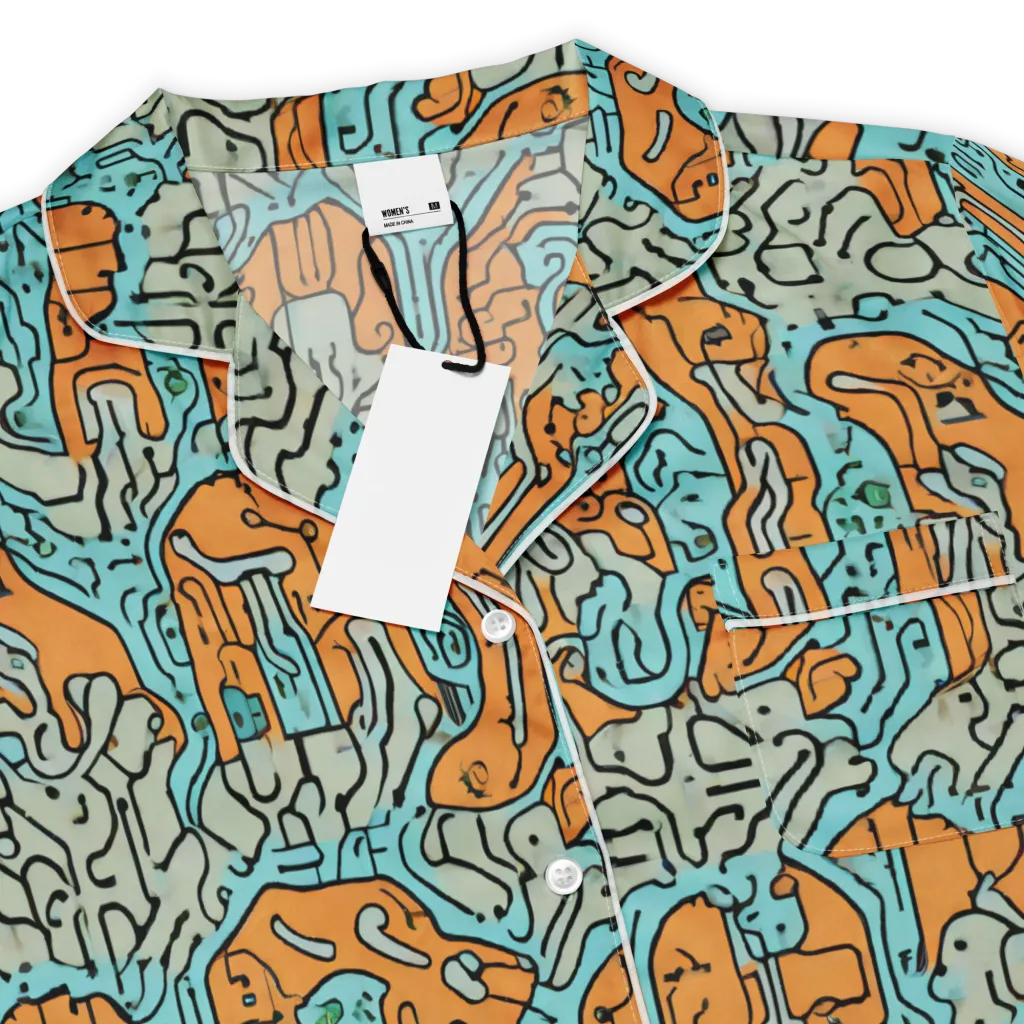 Tangerine Circuit on Women's Short Sleeve Pajama Top — Product details