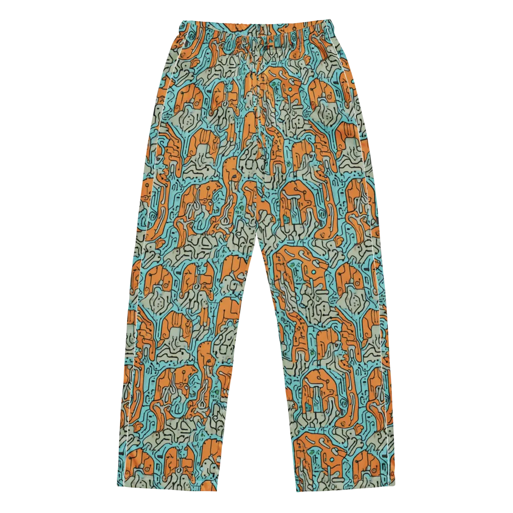 Tangerine Circuit on Women's Pajama Pants — Front