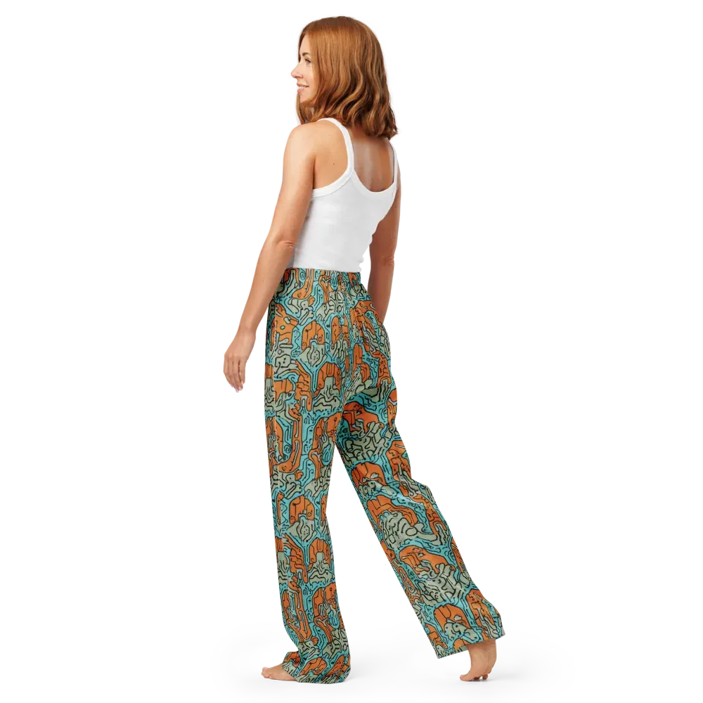 Tangerine Circuit on Women's Pajama Pants — Back