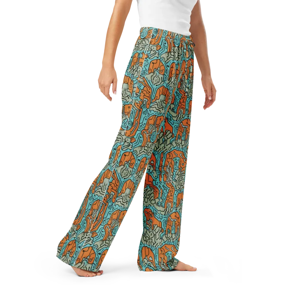 Tangerine Circuit on Women's Pajama Pants — Right Front