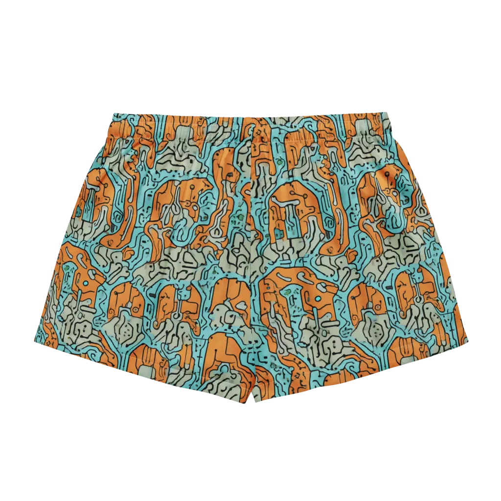 Tangerine Circuit on Women's Pajama Shorts — Back