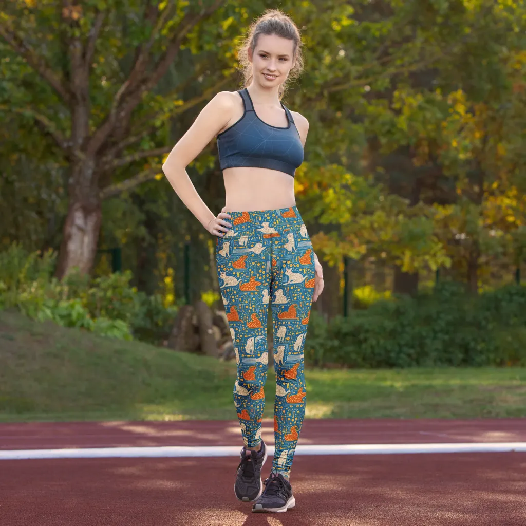 Copper Circuit Warren on Yoga Leggings — Front