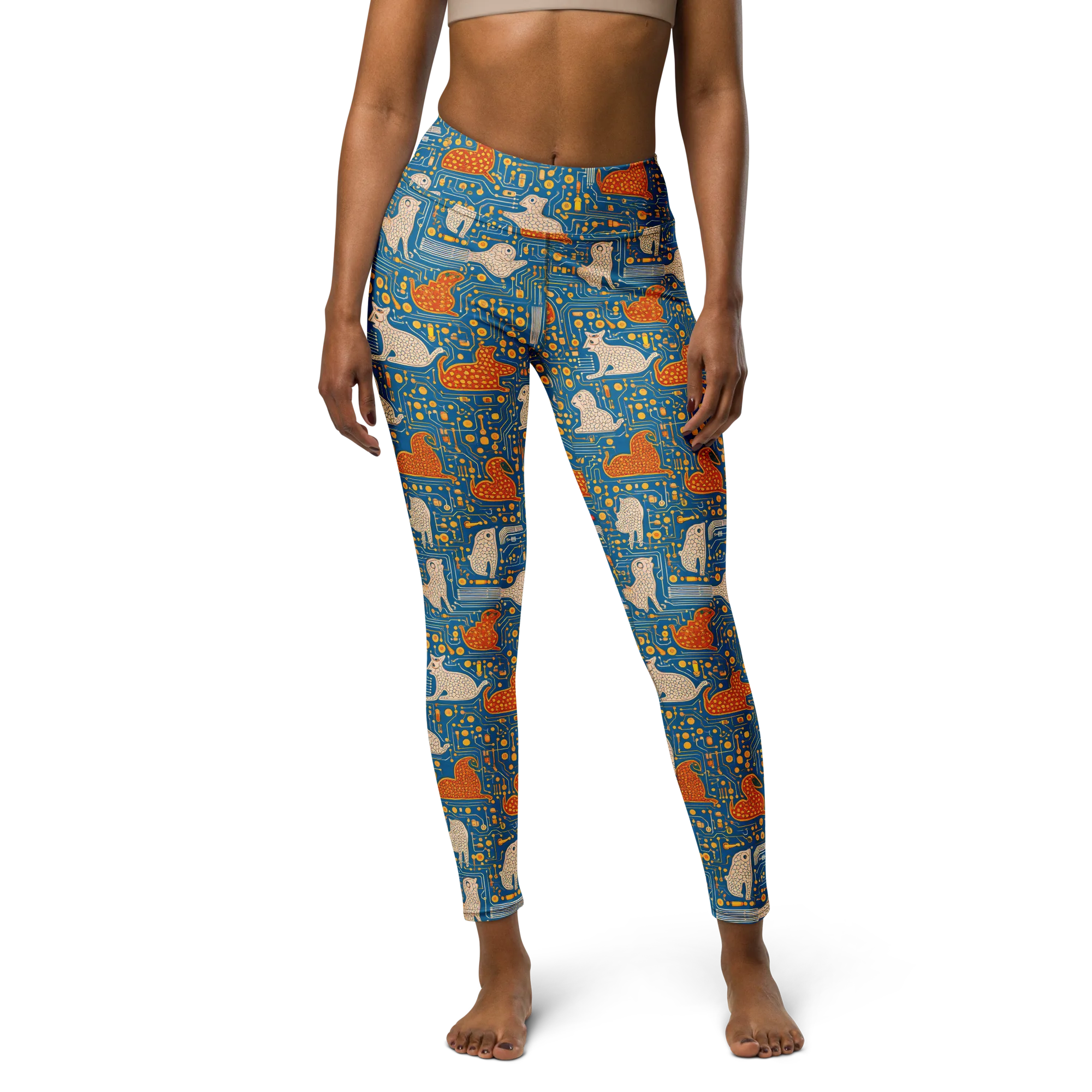 Copper Circuit Warren on Yoga Leggings — Front