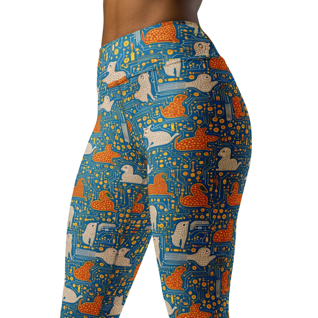 Copper Circuit Warren on Yoga Leggings — Left Front