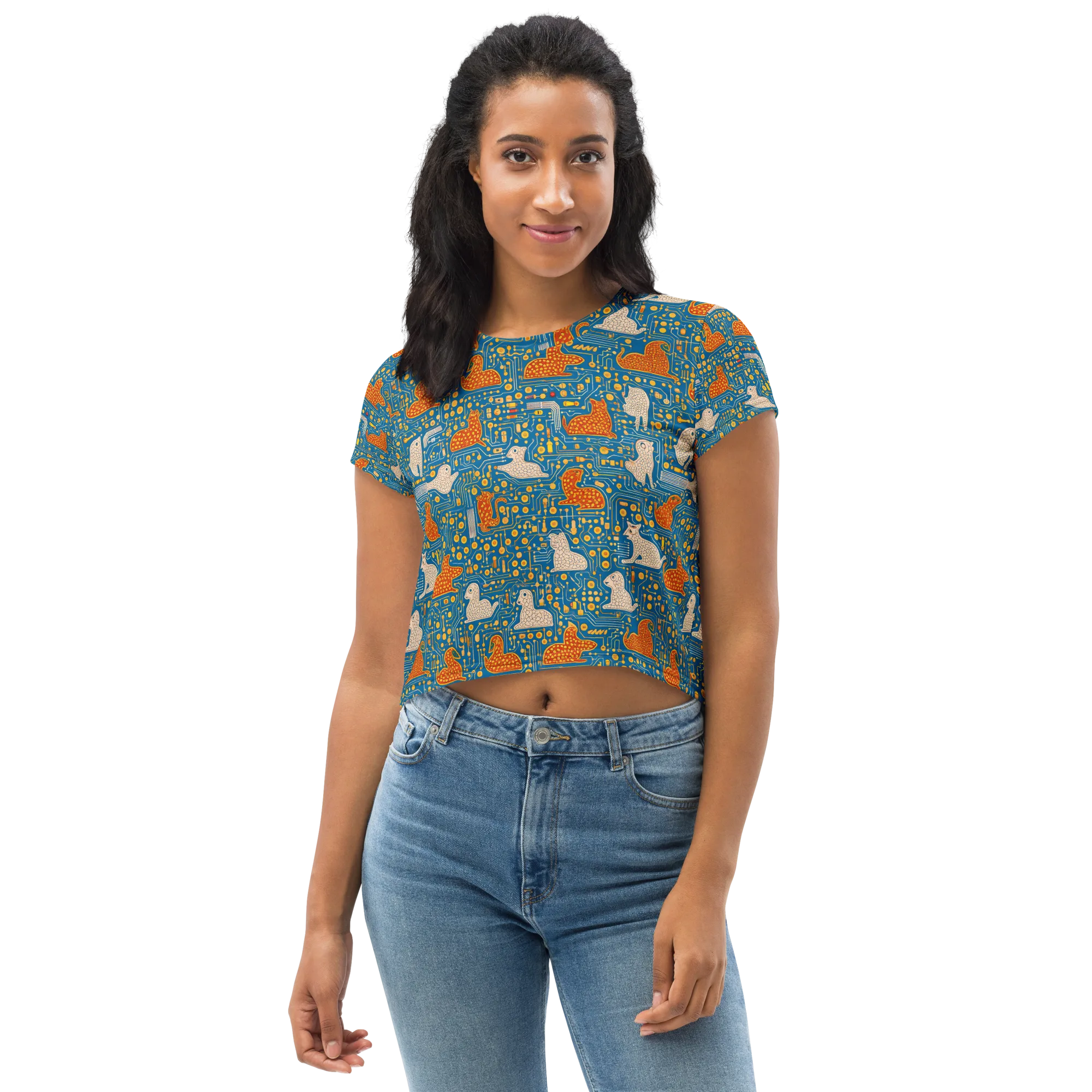 Copper Circuit Warren on Crop Tee — Front