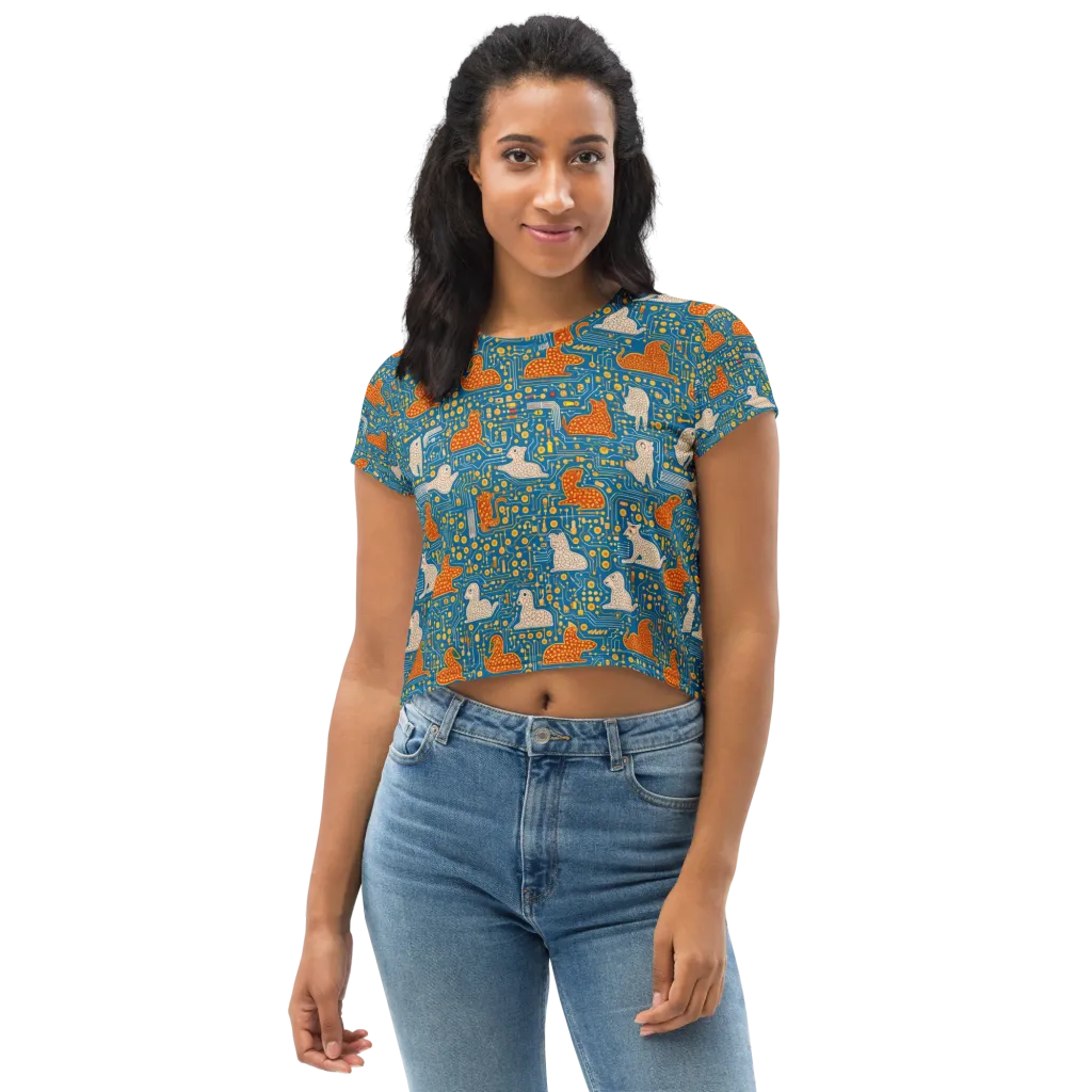 Copper Circuit Warren on Crop Tee — Front
