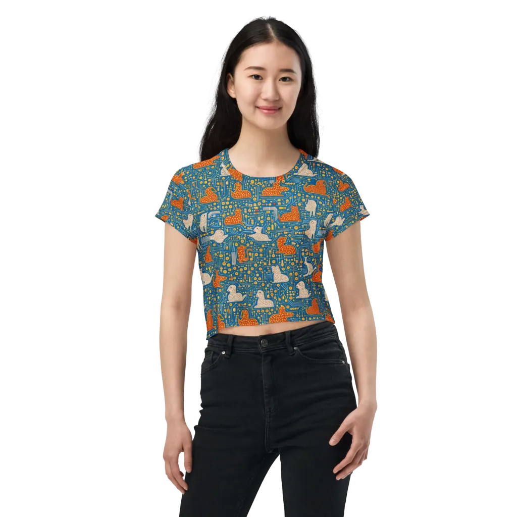Copper Circuit Warren on Crop Tee — Front