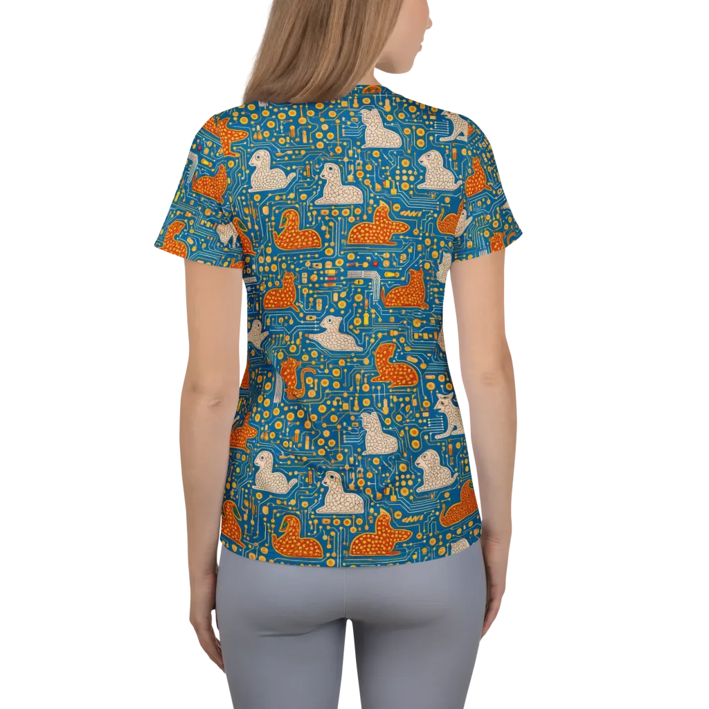 Copper Circuit Warren on Women's Athletic T-Shirt — Back
