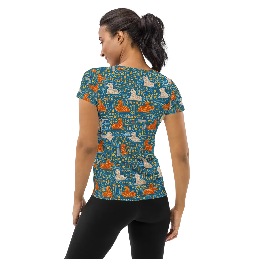 Copper Circuit Warren on Women's Athletic T-Shirt — Back