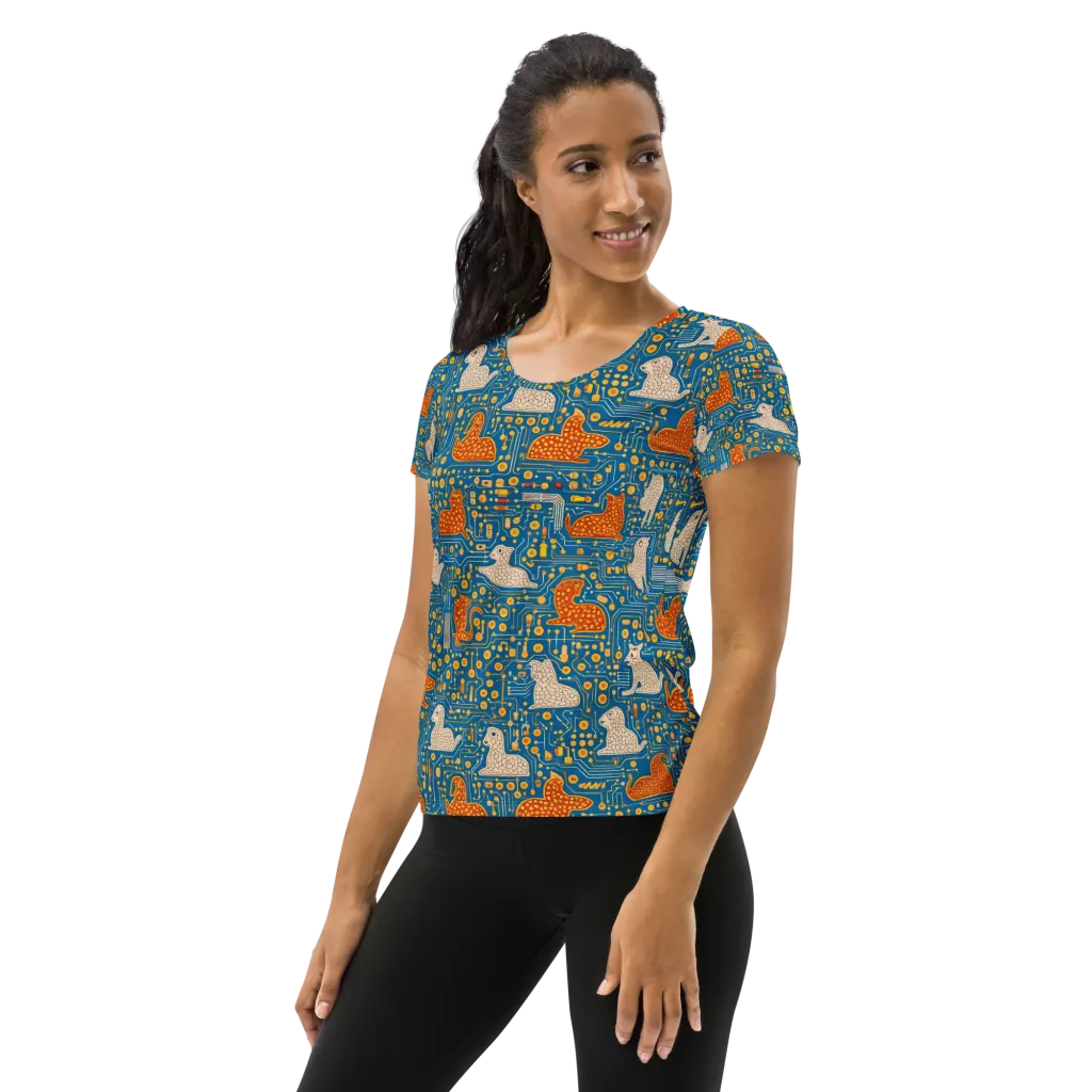 Copper Circuit Warren on Women's Athletic T-Shirt — Left
