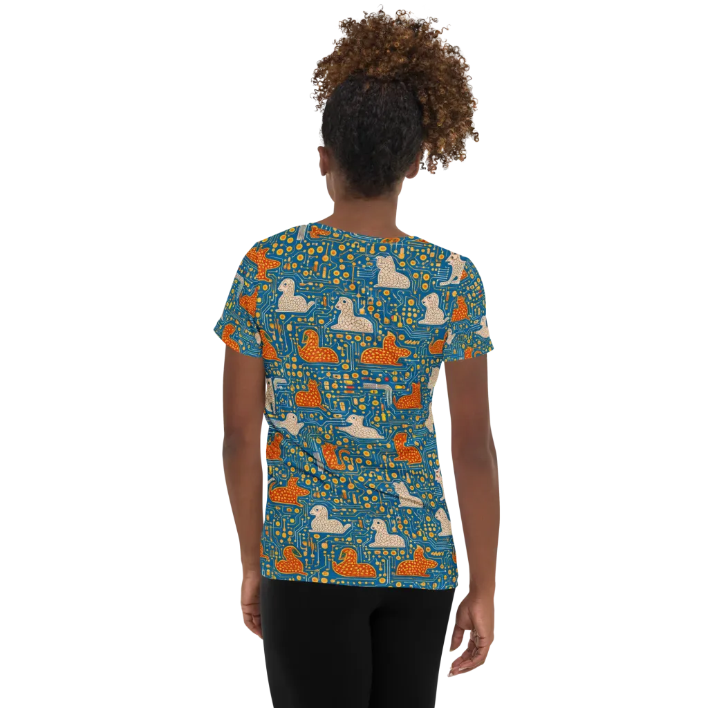 Copper Circuit Warren on Women's Athletic T-Shirt — Back
